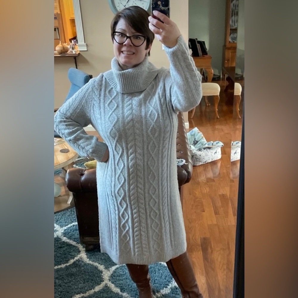 Worn once, super-cute sweater dress. Talbots size petite large.